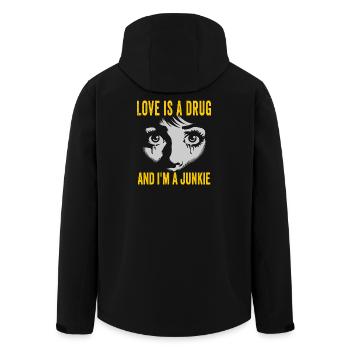 Love is a Drug Junkie - Men’s Recycled Softshell Jacket by Stanley/Stella - black - Back - AI Model Male 185 light (185cm)