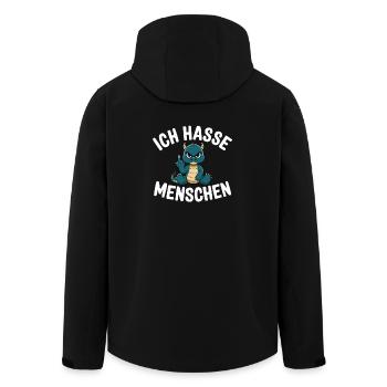 Lustiger grüner Drache „Ich hasse Menschen“ - Recycelte Männer Softshell-Jacke von Stanley/Stella - Schwarz - Hinten - AI Model Male 185 light (185cm)