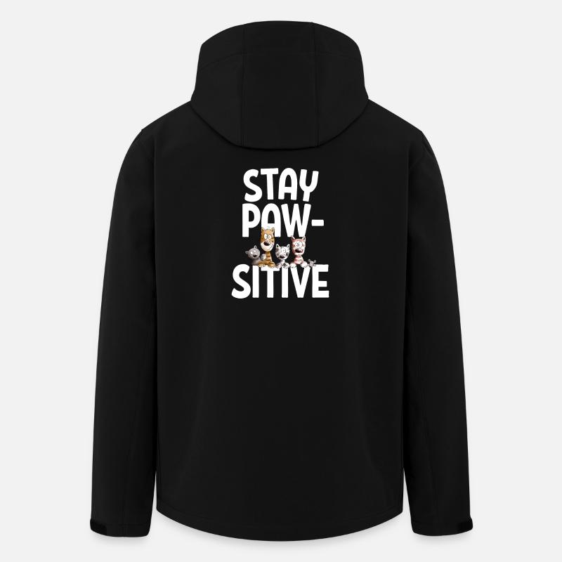 Stay Pawsitive Katzen Team Katzen Spruch - Recycelte Männer Softshell-Jacke von Stanley/Stella - Schwarz
