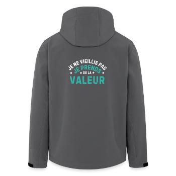 JE NE VIEILLIS PAS JE PRENDS DE LA VALEUR - Veste softshell homme en polyester recyclé Stanley/Stella - noir - Dos - AI Model Male 185 light (185cm)
