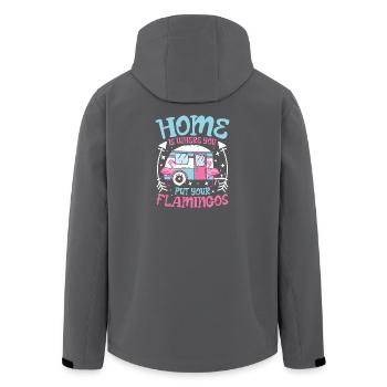 home is where you put your flamingos - Recycelte Männer Softshell-Jacke von Stanley/Stella - Schwarz - Hinten - AI Model Male 185 light (185cm)