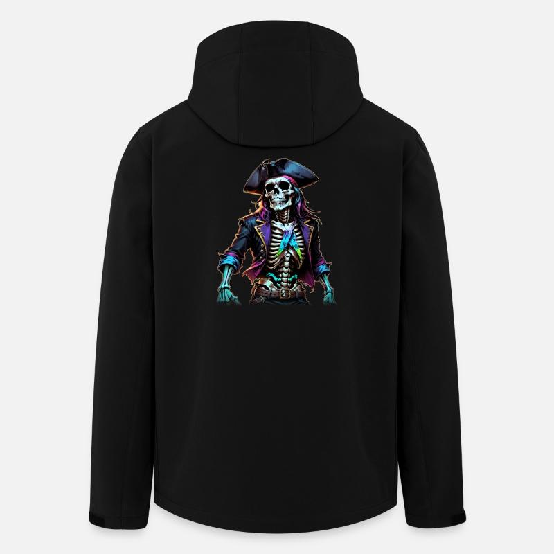 Illustration de squelette de pirate - Veste softshell homme en polyester recyclé Discoverer Stanley/Stella - noir