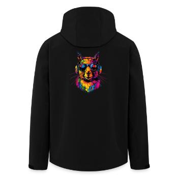 Casque d’écureuil Pop Art coloré DJ écureuil - Veste softshell homme en polyester recyclé Stanley/Stella - noir - Dos - AI Model Male 185 light (185cm)