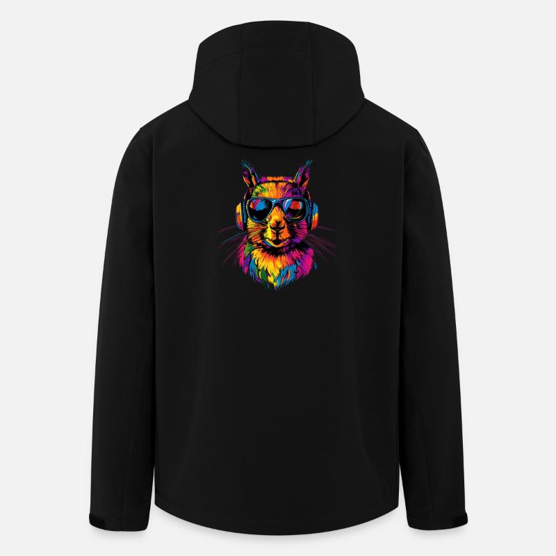 Eichhörnchen Kopfhörer Bunt Popart DJ Eichhörnchen - Recycelte Männer Softshell-Jacke von Stanley/Stella - Schwarz