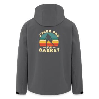Je peux pas j ai Basket Humour cadeau - Veste softshell homme en polyester recyclé Stanley/Stella - charbon - Dos - AI Model Male 185 light (185cm)