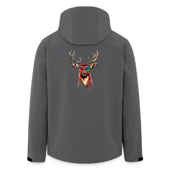 Cerf, Bois, Chasse, Cerf, Renne, Cerf élaphe, Chasseur - Veste softshell homme en polyester recyclé Stanley/Stella - charbon - Dos - AI Model Male 185 light (185cm)