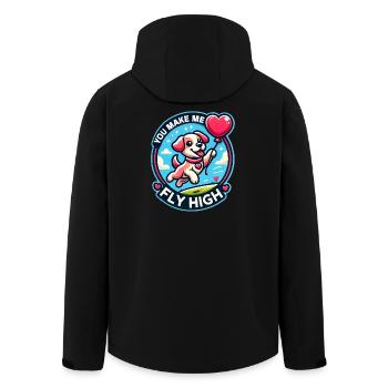 Flying dog with heart balloon - Men’s Recycled Softshell Jacket by Stanley/Stella - black - Back - AI Model Male 185 light (185cm)