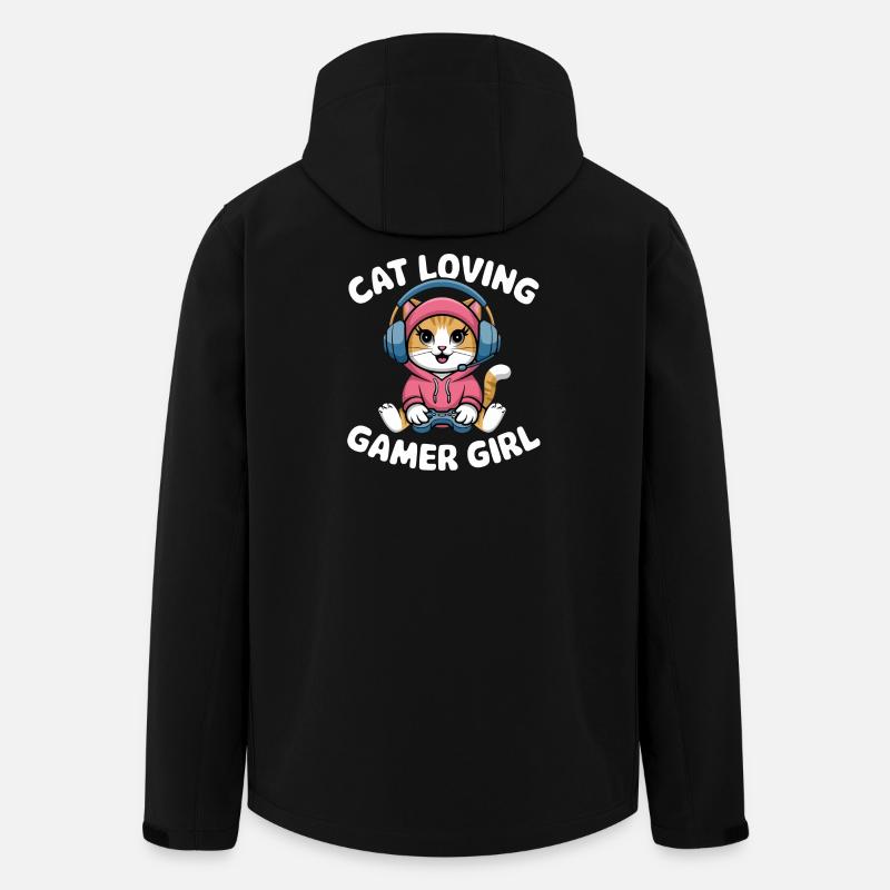 Katzenliebendes Gamer-Mädchen - Recycelte Männer Softshell-Jacke von Stanley/Stella - Schwarz