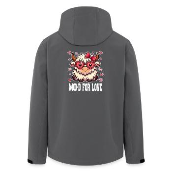 Moo-d for Love - Douce vache de la Saint-Valentin - Veste softshell homme en polyester recyclé Stanley/Stella - charbon - Dos - AI Model Male 185 light (185cm)