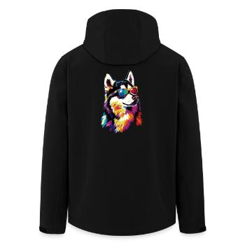 Husky Dogs Lover Dog Love Siberian Huskies - Men’s Recycled Softshell Jacket by Stanley/Stella - black - Back - AI Model Male 185 light (185cm)