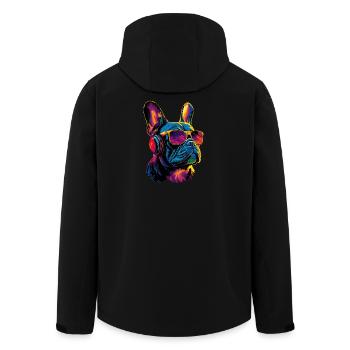 French Bulldog Dog Motif Great Dane Frenchie - Men’s Recycled Softshell Jacket by Stanley/Stella - black - Back - AI Model Male 185 light (185cm)