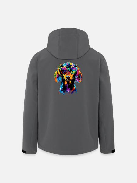 Mäyräkoira, Mäyräkoira, Kääpiömäyräkoira, Mäyräkoirakerho, Mäyräkoira - Miesten softshell-takki kierrätetystä polyesteristä Stanley/Stellalta - musta