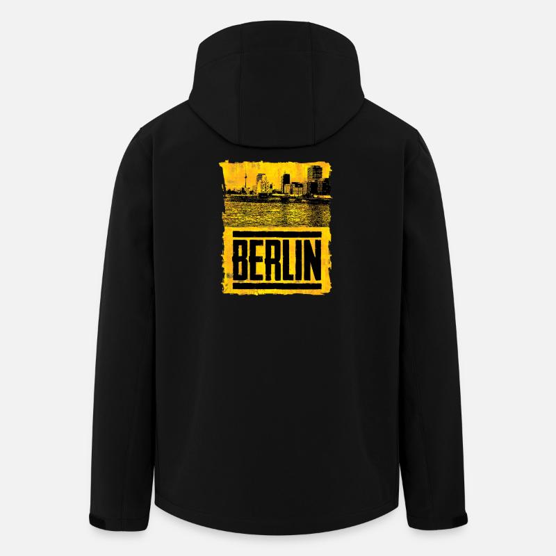 Berliner Skyline im Retro Style - Recycelte Männer Softshell-Jacke von Stanley/Stella - Schwarz