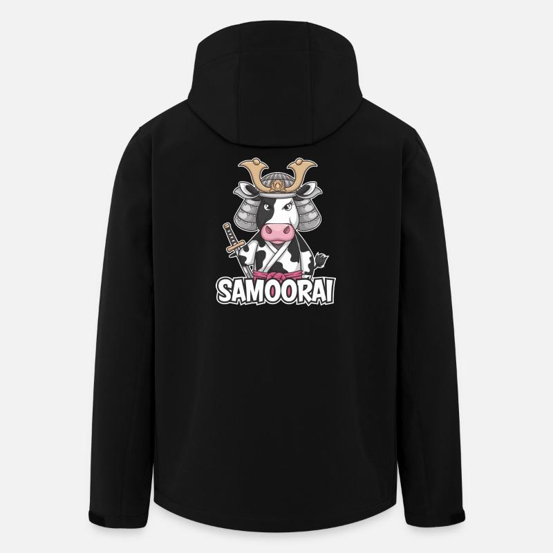 Samorai : la vache guerrière - Veste softshell homme en polyester recyclé Stanley/Stella - noir