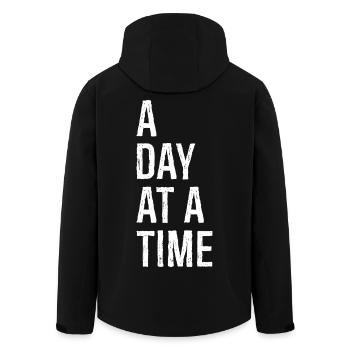 a day at a time - Men’s Recycled Softshell Jacket by Stanley/Stella - black - Back - AI Model Male 185 light (185cm)