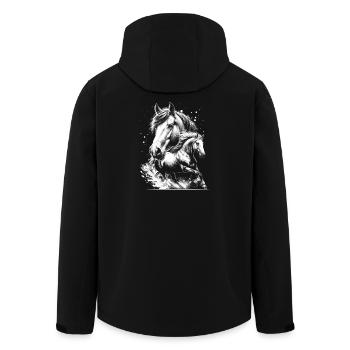 Weißes Pferd im Galopp als cooles Porträt - Recycelte Männer Softshell-Jacke von Stanley/Stella - Schwarz - Hinten - AI Model Male 185 light (185cm)