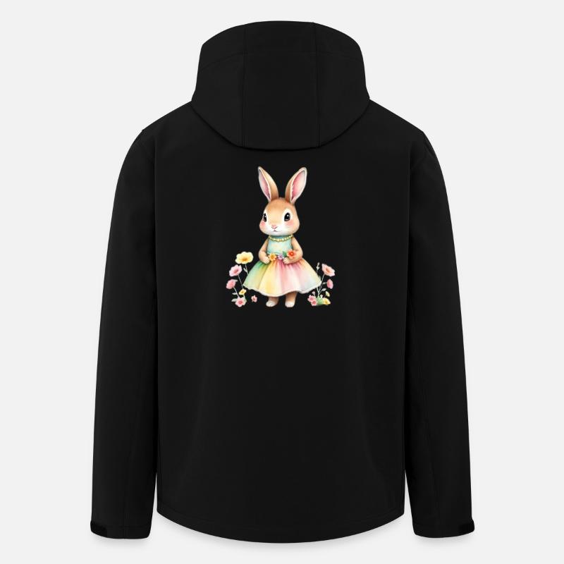 Lapin pastel en robe arc-en-ciel - Veste softshell homme en polyester recyclé Stanley/Stella - noir