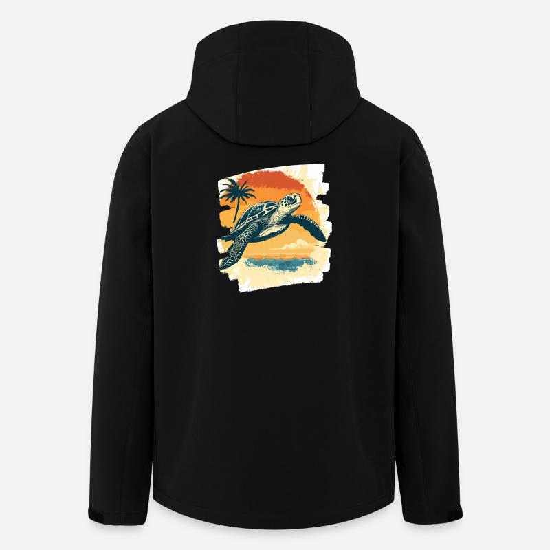 Sea Turtle Retro - Men’s Recycled Softshell Jacket by Stanley/Stella - black
