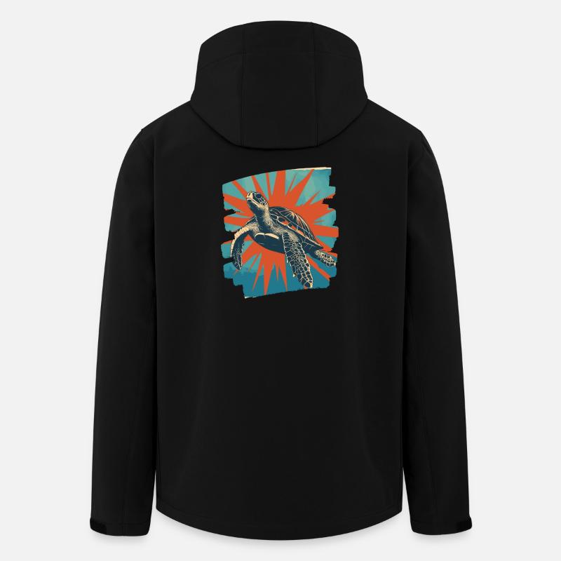 Sea Turtle Retro - Men’s Recycled Softshell Jacket by Stanley/Stella - black