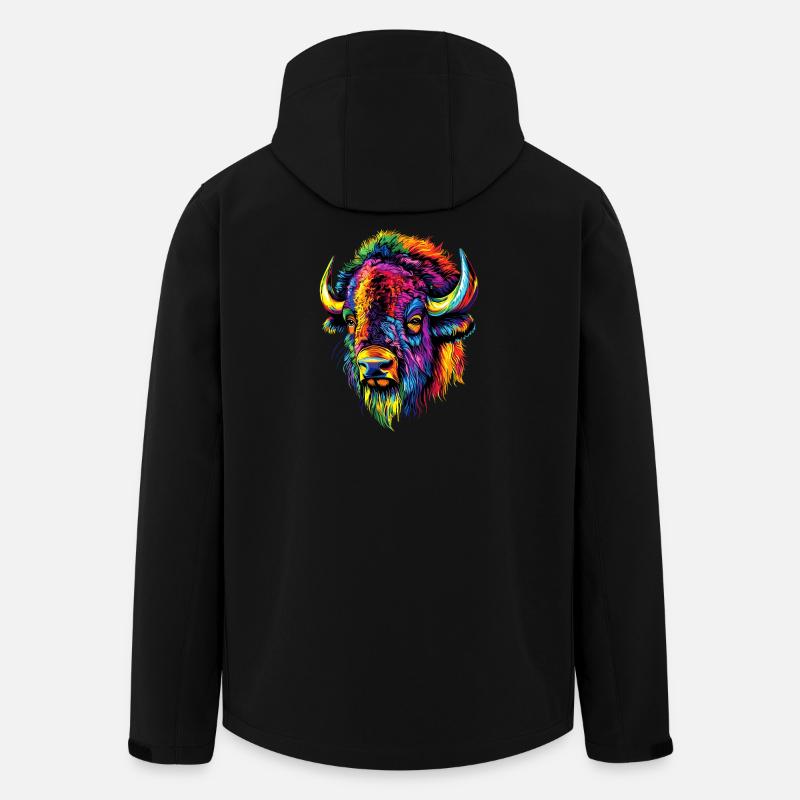 Bison Wisent Wildrind Buffalo Amerikanischer Bison - Recycelte Männer Softshell-Jacke von Stanley/Stella - Schwarz