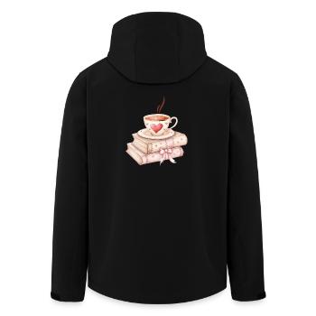 Liebe schlürfen: Kaffee und Bücher - Recycelte Männer Softshell-Jacke von Stanley/Stella - Schwarz - Hinten - AI Model Male 185 light (185cm)