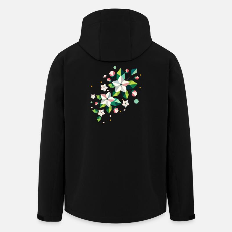 Geometrischer frühlingshafter Apfelblütenzweig - Recycelte Männer Softshell-Jacke von Stanley/Stella - Schwarz