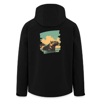 Nilpferd Retro - Recycelte Männer Softshell-Jacke von Stanley/Stella - Schwarz - Hinten - AI Model Male 185 light (185cm)