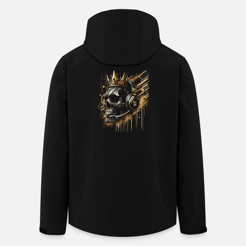 Gamer Schädel mit Krone Headset Golden - Recycelte Männer Softshell-Jacke von Stanley/Stella - Schwarz