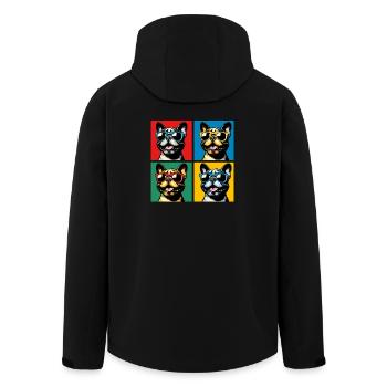 Frenchie Pop Art Bulles, Crêpe, Chonk, Grignotage - Veste softshell homme en polyester recyclé Stanley/Stella - noir - Dos - AI Model Male 185 light (185cm)
