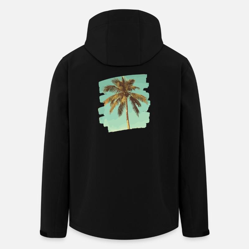 Palm Tree Retro - Men’s Recycled Softshell Jacket by Stanley/Stella - black