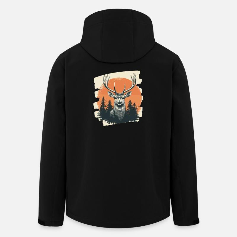 Cerf avec bois - Veste softshell homme en polyester recyclé Stanley/Stella - noir