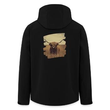Scottish Highland cattle - Men’s Recycled Softshell Jacket by Stanley/Stella - black - Back - AI Model Male 185 light (185cm)