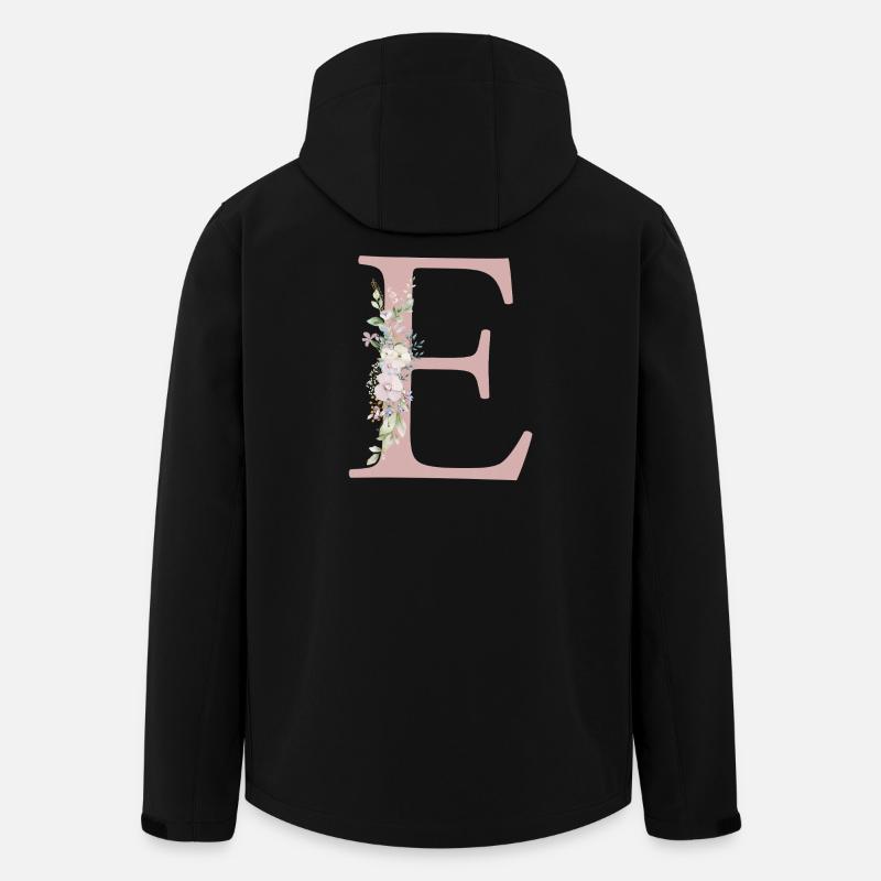 E Monogram, Floral, Personnalisable - Veste softshell homme en polyester recyclé Stanley/Stella - noir
