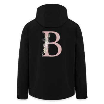 B Monogramme, Floral, Personnalisable - Veste softshell homme en polyester recyclé Stanley/Stella - noir - Dos - AI Model Male 185 light (185cm)