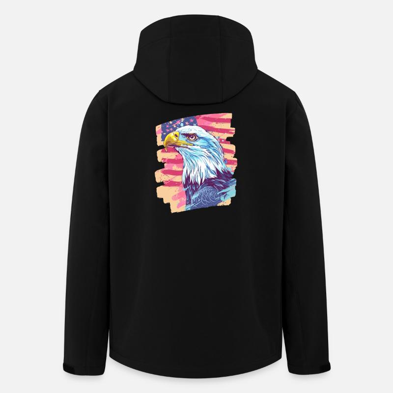Drapeau américain avec aigle - Veste softshell homme en polyester recyclé Stanley/Stella - noir