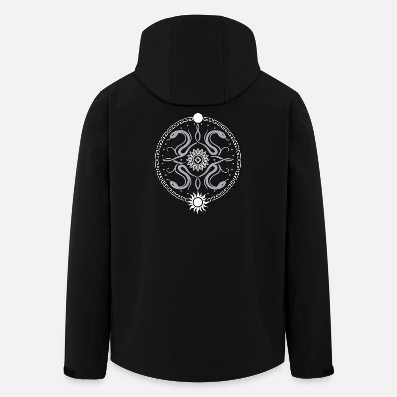 Roue serpentine avec soleil et lune - Veste softshell homme en polyester recyclé Stanley/Stella - noir