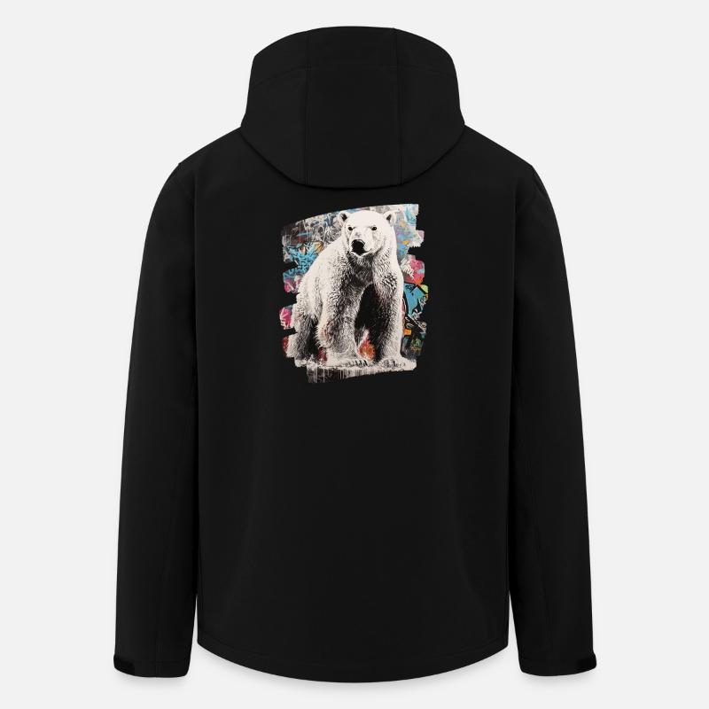 Pulvérisateur Polar Bear Graffiti - Veste softshell homme en polyester recyclé Stanley/Stella - noir