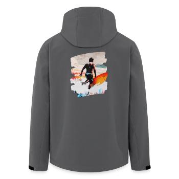 Surfer Surfen Surfbrett Surfing - Recycelte Männer Softshell-Jacke von Stanley/Stella - Schwarz - Hinten - AI Model Male 185 light (185cm)