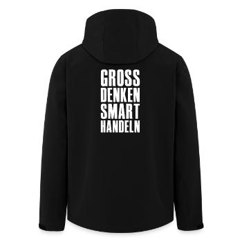 Think big, act smart - Unternehmer Startup - Men’s Recycled Softshell Jacket by Stanley/Stella - black - Back - AI Model Male 185 light (185cm)