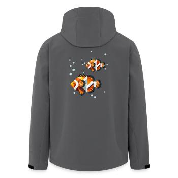 Zwei Clownfische – Geometrische Ozeanillustration - Recycelte Männer Softshell-Jacke von Stanley/Stella - Anthrazit - Hinten - AI Model Male 185 light (185cm)