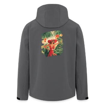 Sommer Retro - Recycelte Männer Softshell-Jacke von Stanley/Stella - Schwarz - Hinten - AI Model Male 185 light (185cm)