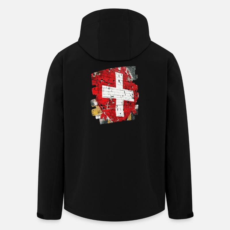 Schweizer Flagge Schweiz - Recycelte Männer Softshell-Jacke von Stanley/Stella - Schwarz