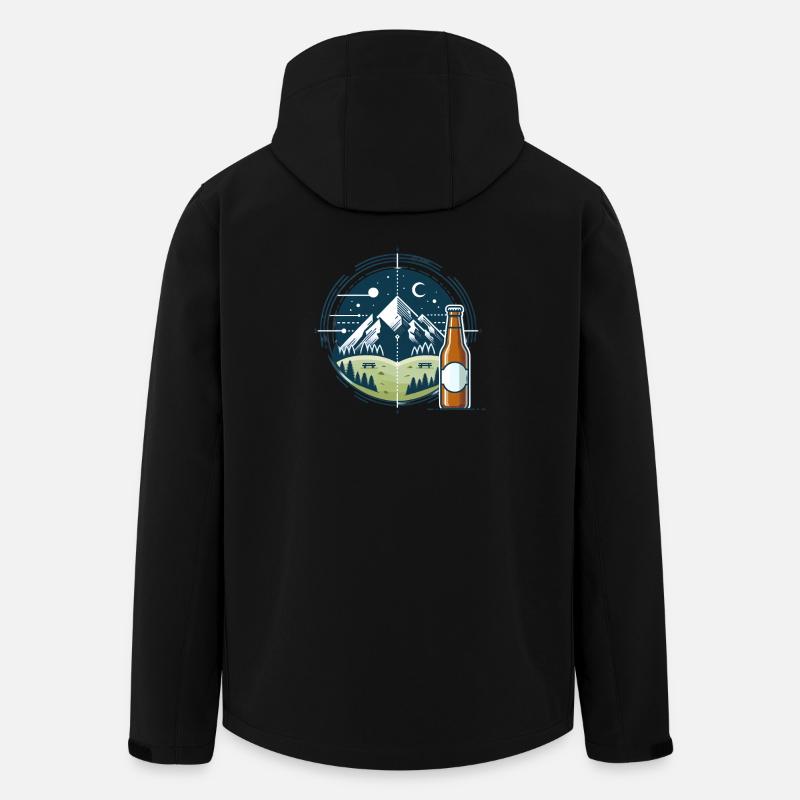 Nachtliche Bergkulisse mit Bierflasche - Recycelte Männer Softshell-Jacke von Stanley/Stella - Schwarz