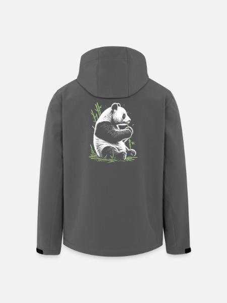 Panda mignon avec bambou vert - Veste softshell homme en polyester recyclé Stanley/Stella - noir