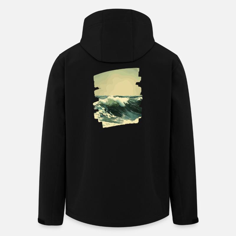 Les vagues et la mer - Veste softshell homme en polyester recyclé Stanley/Stella - noir