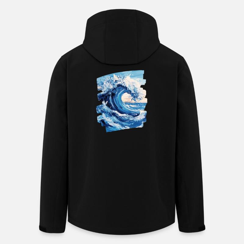 Les vagues et la mer - Veste softshell homme en polyester recyclé Stanley/Stella - noir