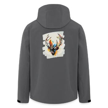 Deer with antlers - Men’s Recycled Softshell Jacket by Stanley/Stella - black - Back - AI Model Male 185 light (185cm)