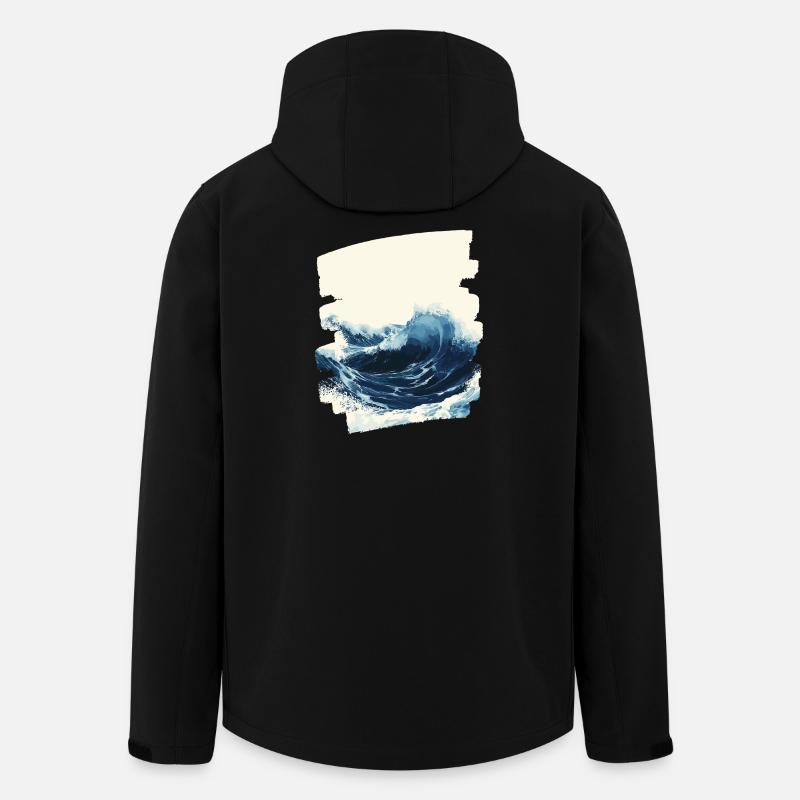 Les vagues et la mer - Veste softshell homme en polyester recyclé Stanley/Stella - noir