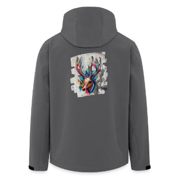 Deer with antlers - Men’s Recycled Softshell Jacket by Stanley/Stella - anthracite - Back - AI Model Male 185 light (185cm)