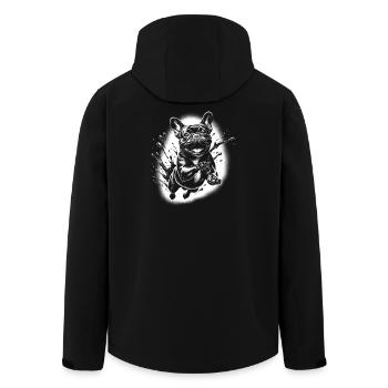 Cheerful French Bulldog in Leap - Men’s Recycled Softshell Jacket by Stanley/Stella - black - Back - AI Model Male 185 light (185cm)